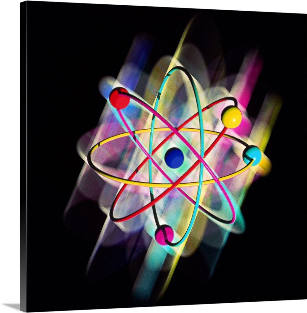 Atomic structure. Computer artwork representing a single atom of beryllium (symbol: Be). This is the traditional way the s...