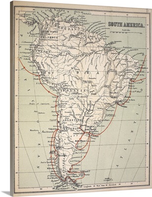 Darwin's Beagle Voyage Map South America