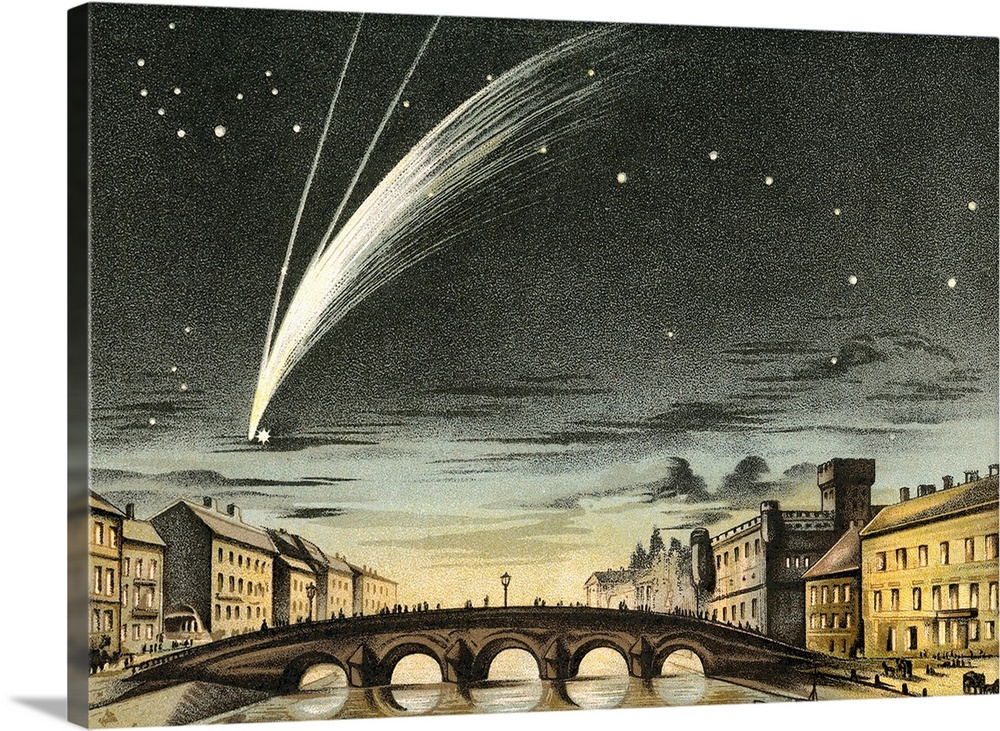 Donati's Comet of 1858, artwork. Discovered in June of 1858 by the Italian astronomer Giovanni Battista Donati (1826-1873)...