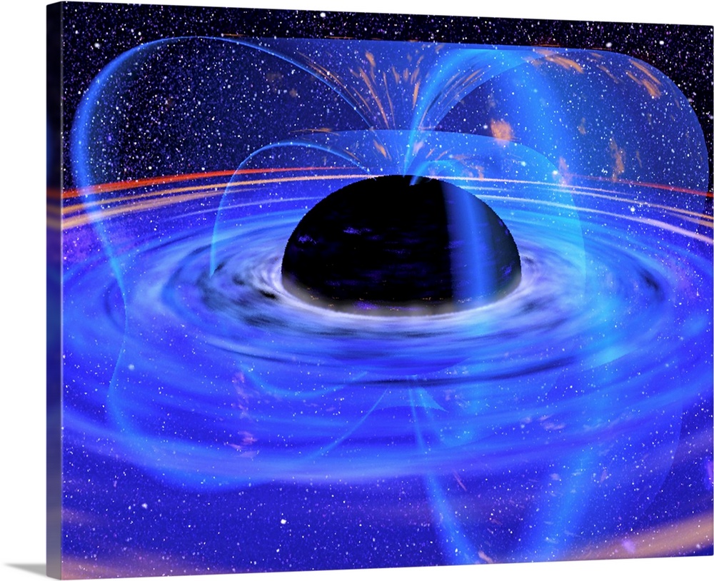 Energy-releasing black hole. Computer artwork of the energy-releasing black hole in galaxy MCG -6- 30-15. The energy aroun...
