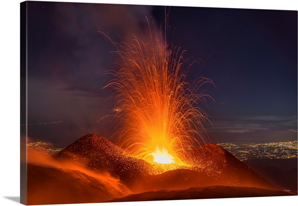 Eruption of Mount Etna, November 2013. Mount Etna, on the Italian island of Sicily, reaches an elevation of over 3300 metr...