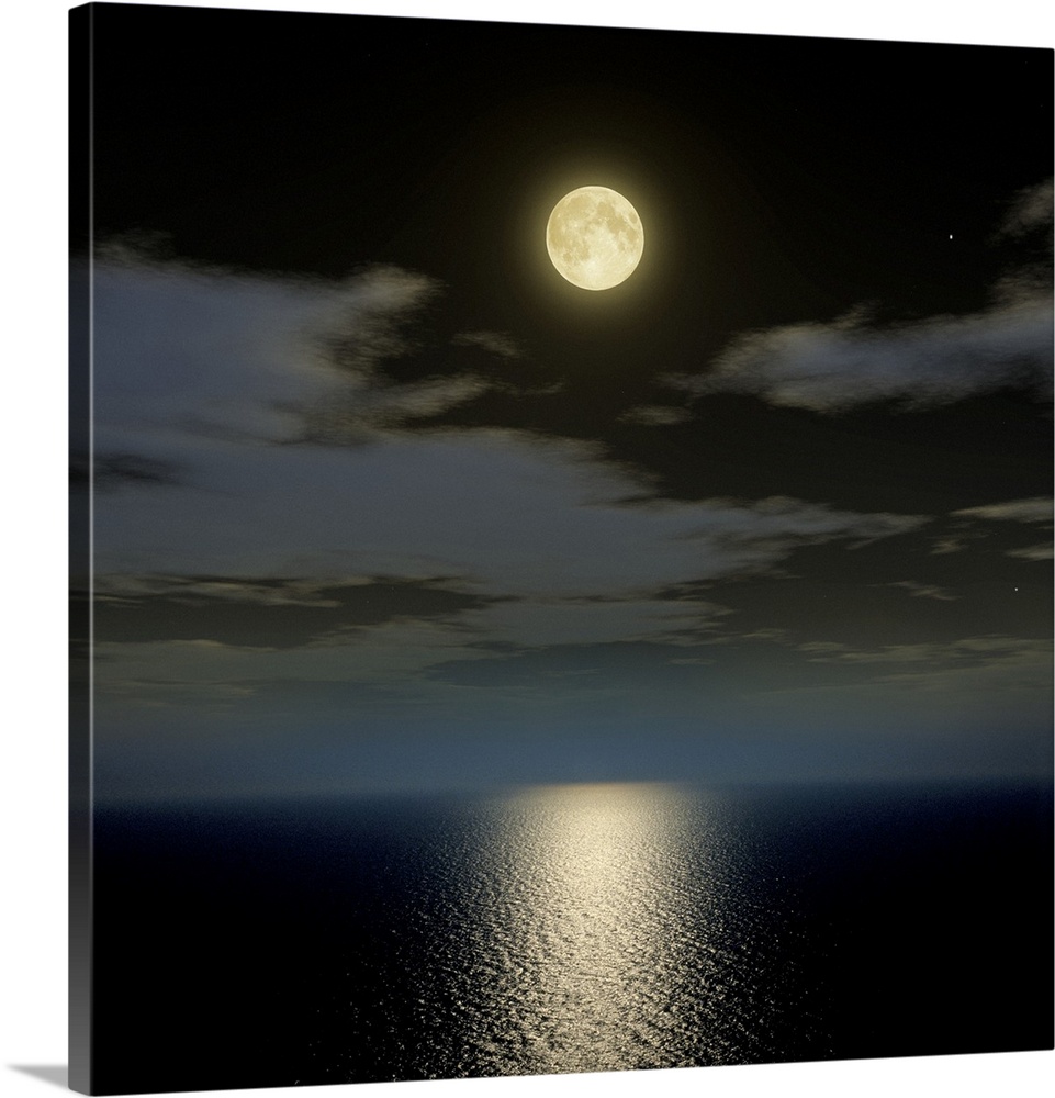 Full moon over the sea.