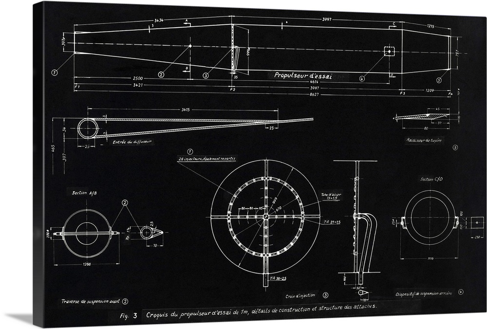 German WWII ramjet engine blueprint. This design, for the propulsor ramjet engine to be mounted on top of a Dornier Do 217...