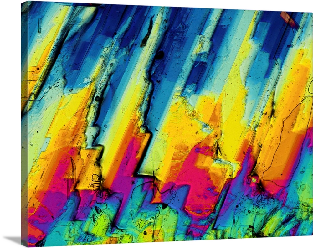 Gypsum. Polarised light micrograph of a thin section of gypsum. Gypsum is a chemical sedimentary rock, composed mainly of ...