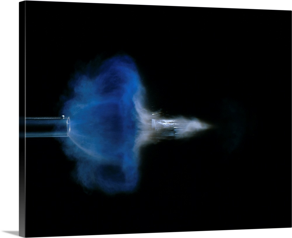 High speed photograph of a 12 bore discharge, 4 milliseconds after detonation.