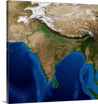 India, topographic and bathymetric map