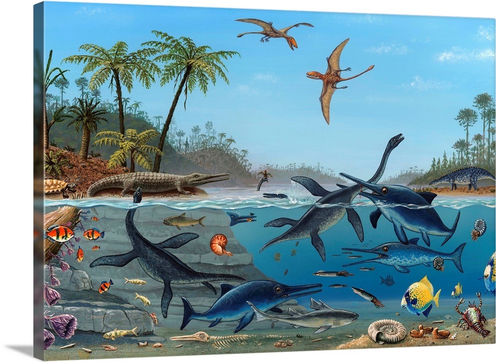 Jurassic landscape, artwork Wall Art, Canvas Prints, Framed Prints