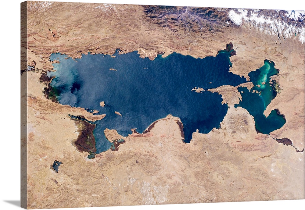 Lake Titicaca. Photograph of Lake Titicaca, taken from the International Space Station (ISS). Located on the border betwee...