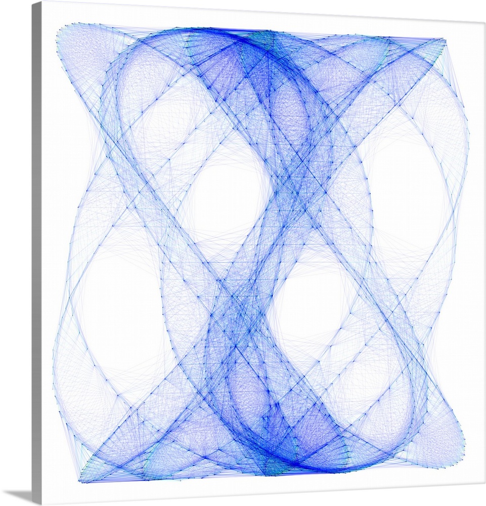 Computer artwork of a Lissajous figure or Bowditch curve, which is the graph of a system of parametric equations which des...