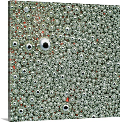 Macrophoto of drops of mercury in oil
