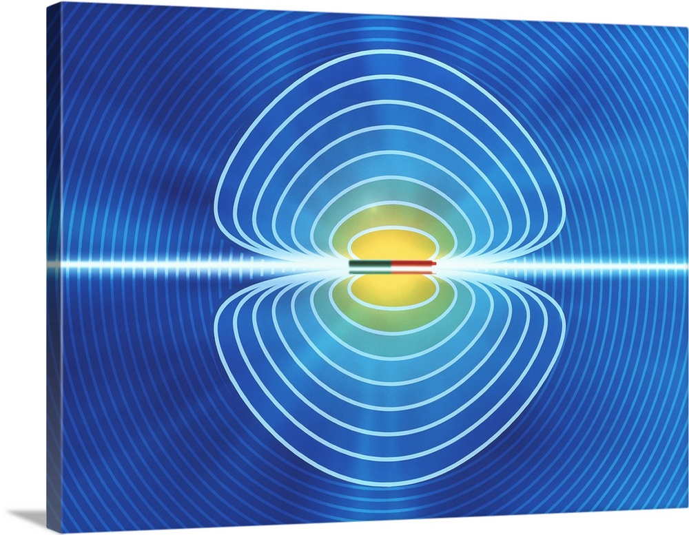 Magnetic field. Computer artwork of the magnetic field around a magnet. The field is the three- dimensional region around ...