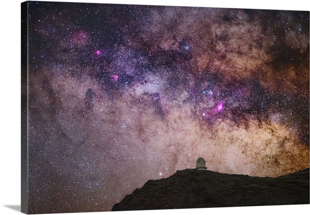Milky Way over the Nordic Optical Telescope (NOT) telescope, Roque de los Muchachos Observatory, La Palma, Canary Islands....