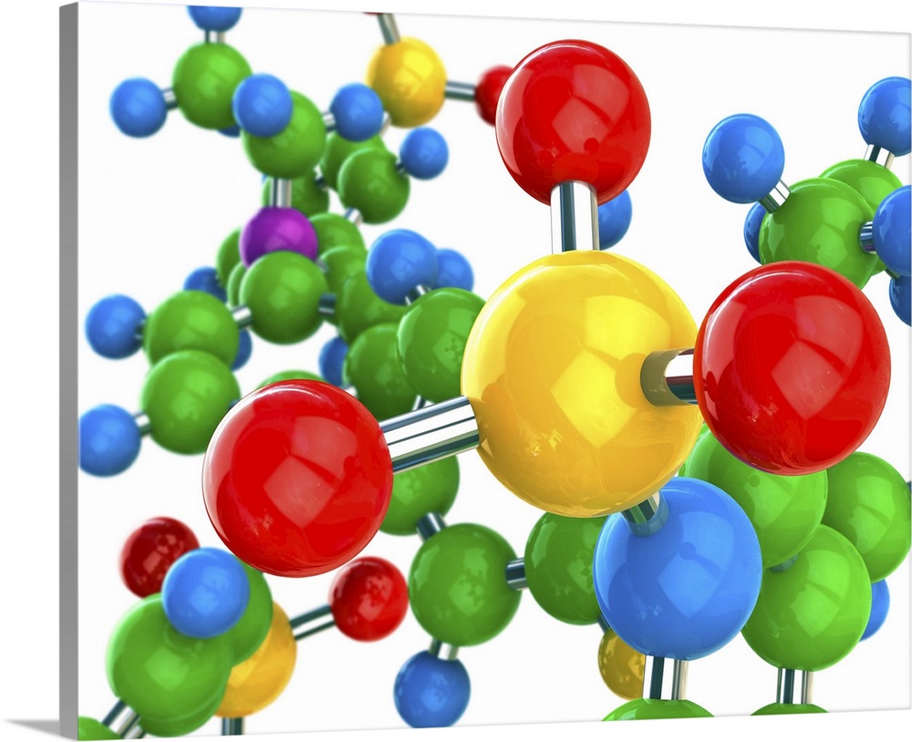 Molecular structure. Computer artwork of a conceptual molecule. Atoms are represented as balls, the bonds between them as ...