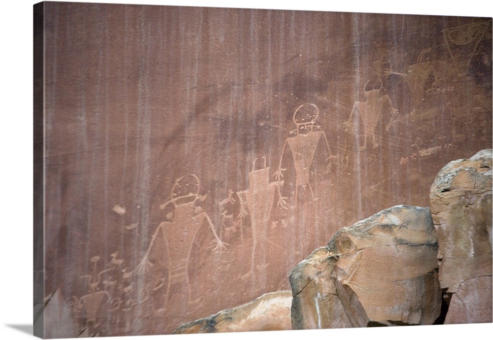 Native American Petroglyphs. These rock carvings were made by the Fremont Indians. Photographed in Capitol Reef National P...