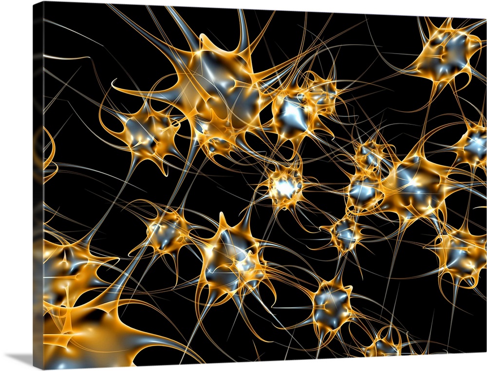 Neural network. Computer artwork of nerve cells or neurons. Neurons are responsible for passing information around the cen...