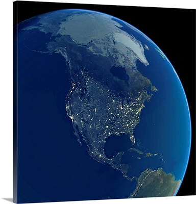 North America At Night, Satellite Image
