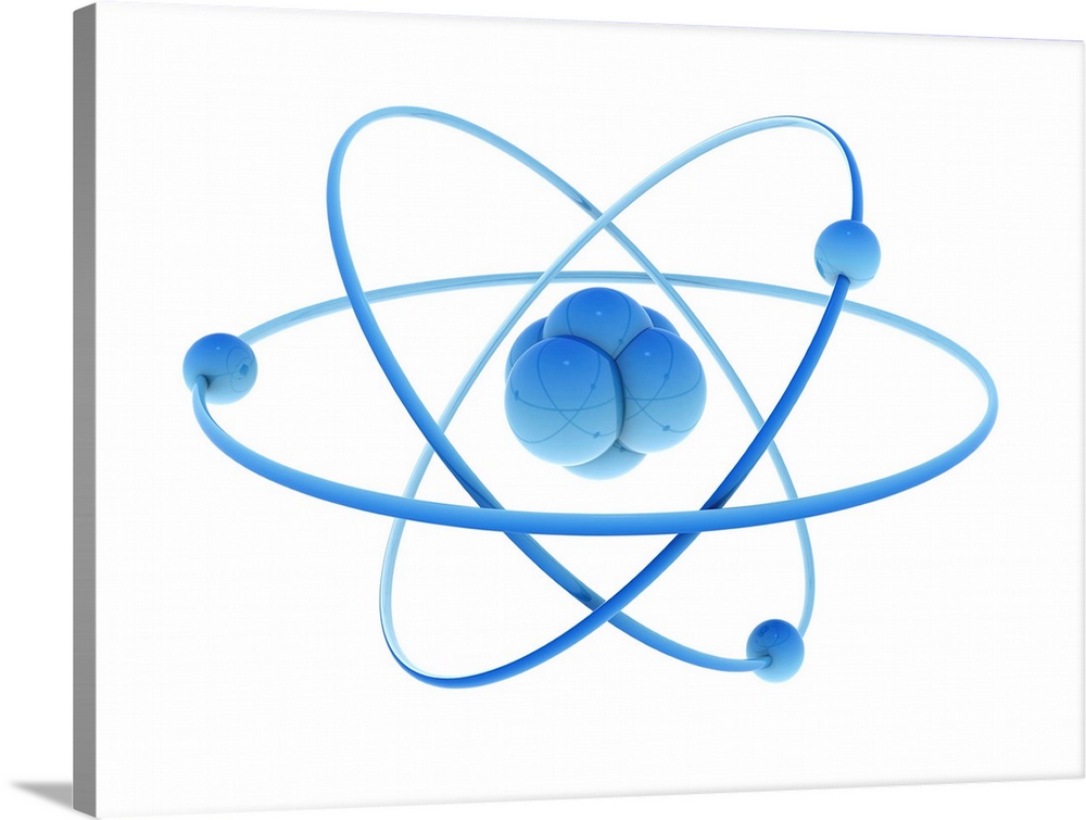 Nucleus and atoms, illustration.
