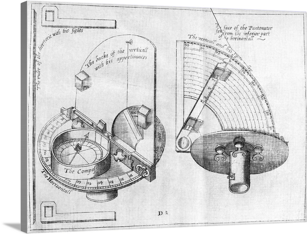 Pantometer. 16th century engraving showing the design of a pantometer. This is used to determine the bearing and elevation...