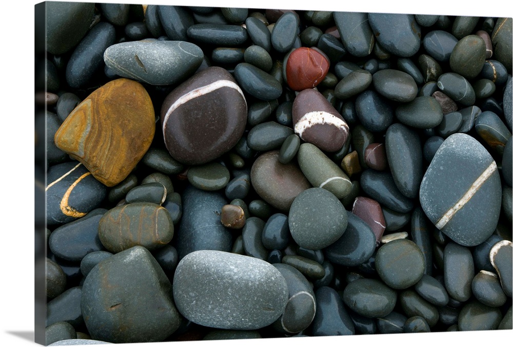 Pebbles on a beach. Photographed near Abbotsham in Devon, UK.