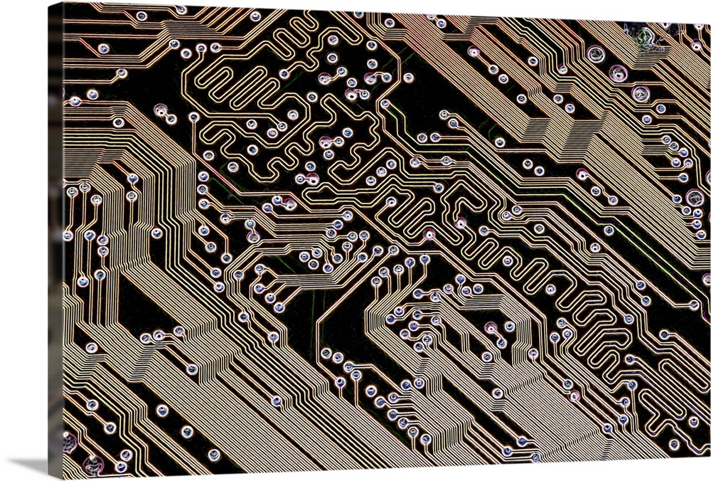 Printed circuit board (PCB). Computer artwork of the PCB from a motherboard (main circuit board) of a personal computer (P...