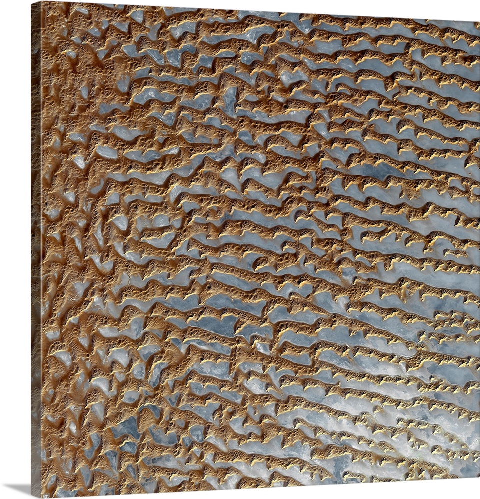 Satellite photograph of the Rub' al Khali, Arabia. This region is one of the largest sand deserts in the world. It covers ...