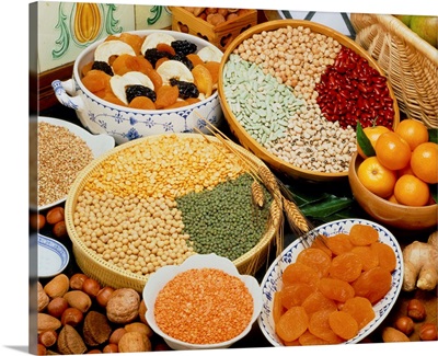 Selection of pulses, nuts and dried