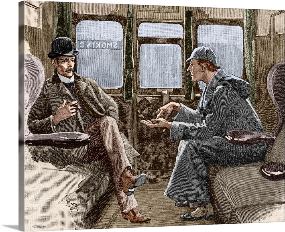 Sherlock Holmes, fictional detective with his assistant, Dr. Watson. The creation of Arthur Conan Doyle who studied medici...