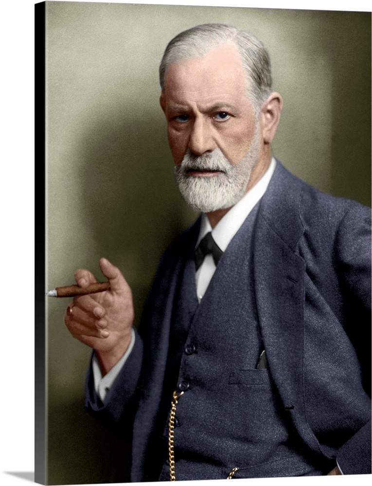 Portrait of the Austrian psychiatrist Sigmund Freud (1856-1939). Freud, together with other neurologists, established the ...