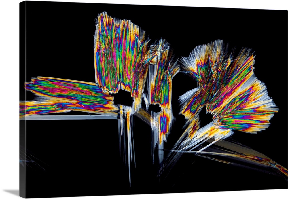 Sildenafil citrate drug. Polarized light micrograph of crystals of the drug sildenafil citrate, used to treat erectile dys...