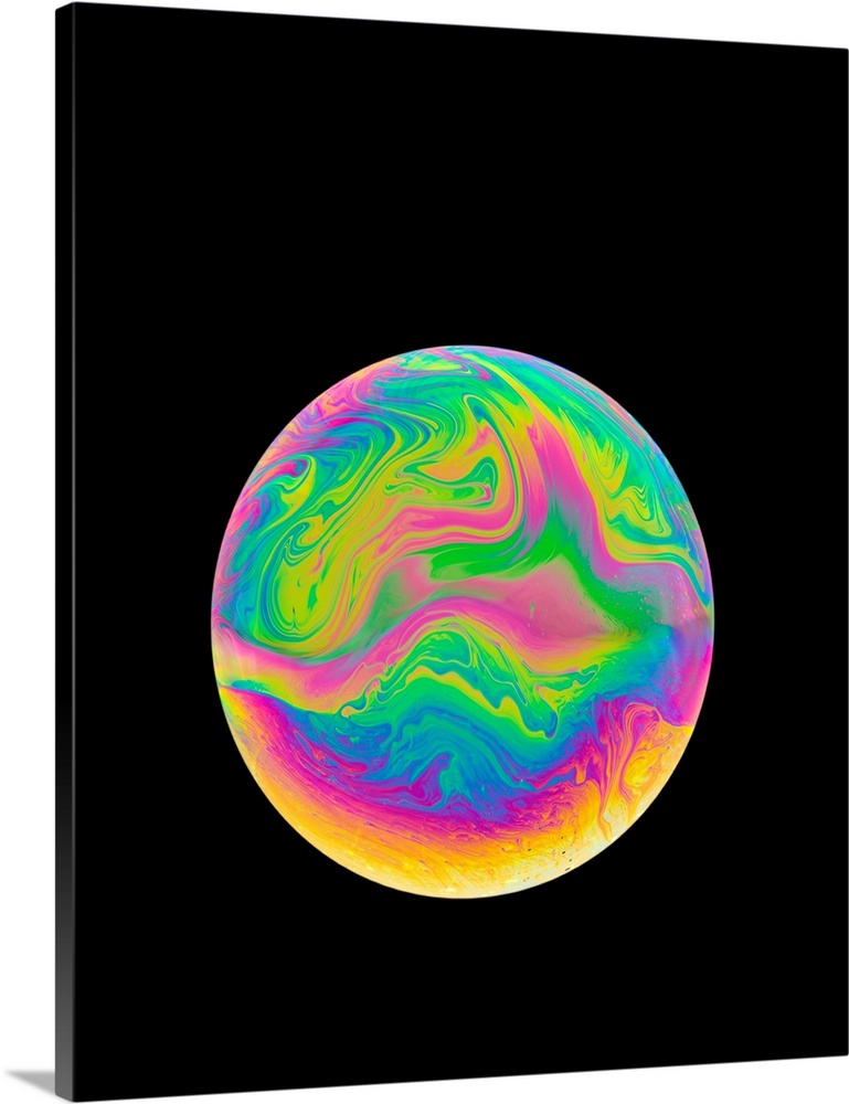 Soap bubble colours. The movement in the thin film is due to the interaction between gravity and buoyancy in the liquid. T...