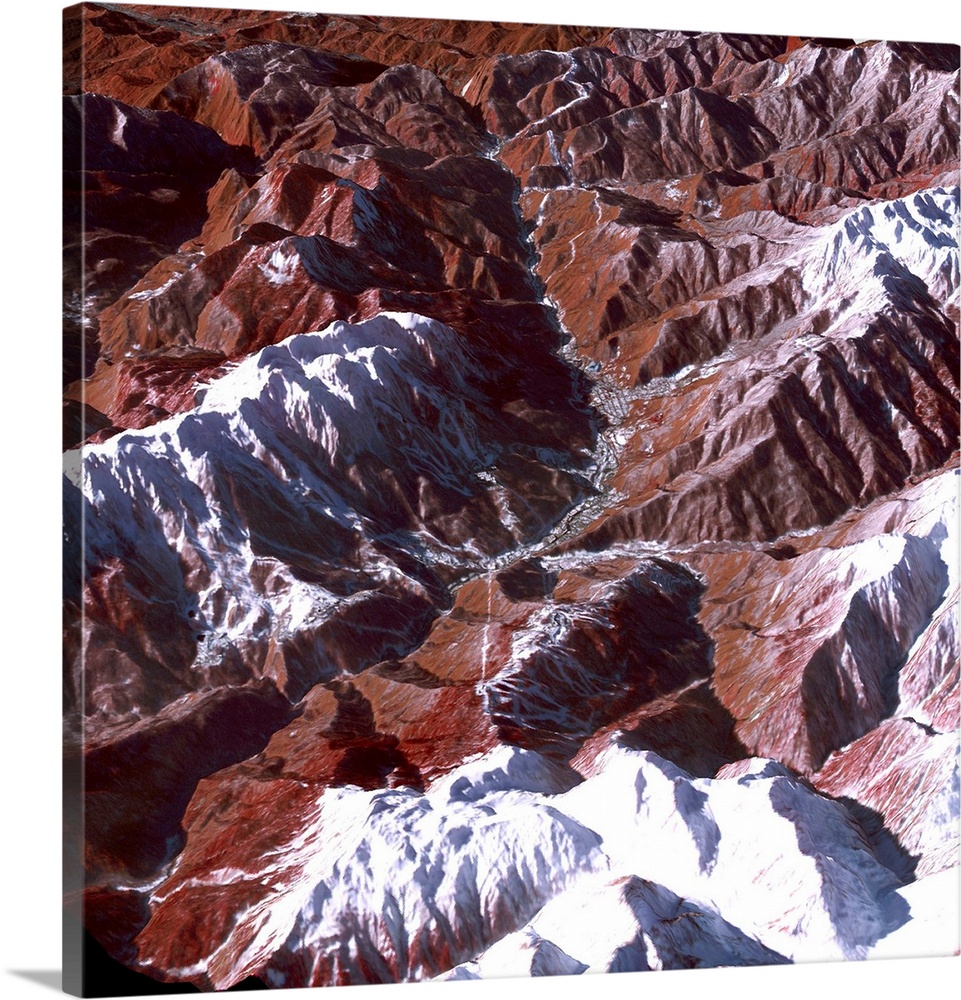 Sochi Winter Olympics, Russia, infrared satellite image. Southwest-looking view of the alpine area of the Sochi Winter Oly...