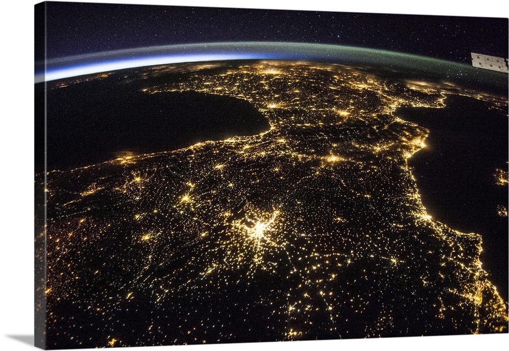 Space and France at night, ISS image. Taken on board the International Space Station, 26th July 2014.