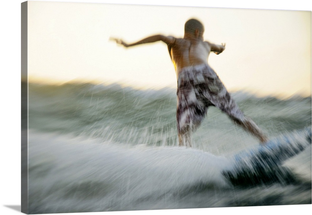 Surfer photographed from within the water, Mediterranean Sea, Israel.