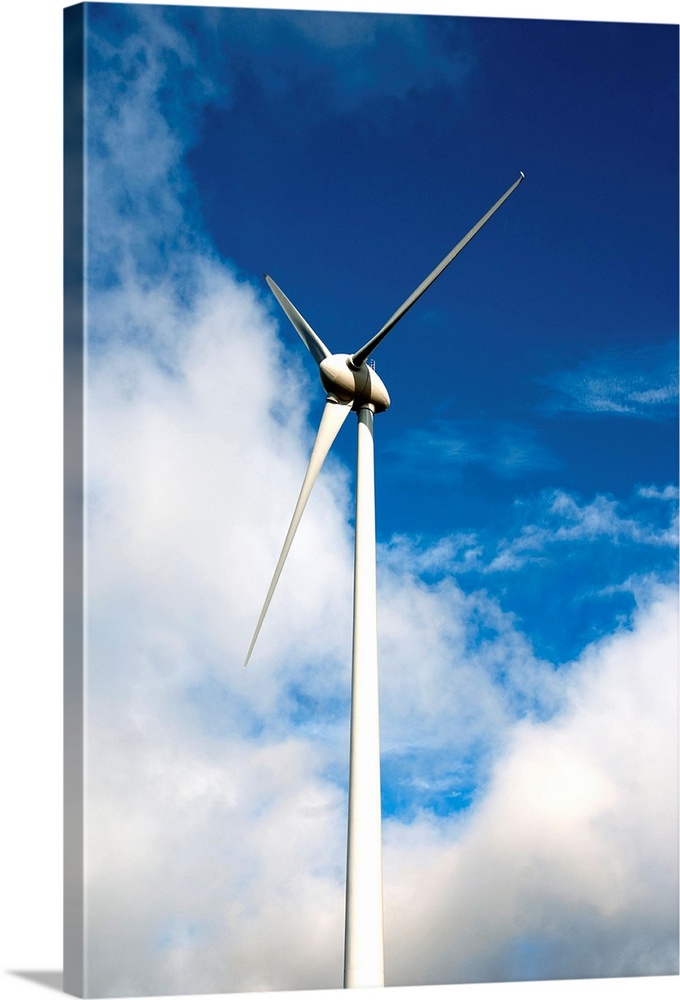 Wind turbine. Wind power is a renewable and clean source of energy for electricity production. The wind turns the blades, ...