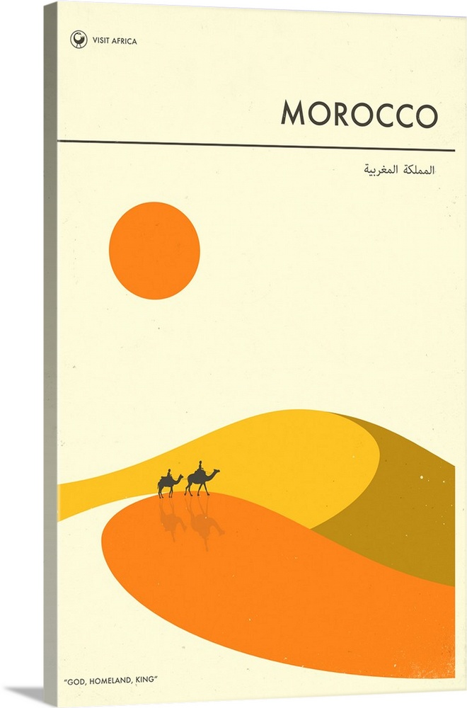 Minimalist retro style Visit Africa travel poster for Morocco.