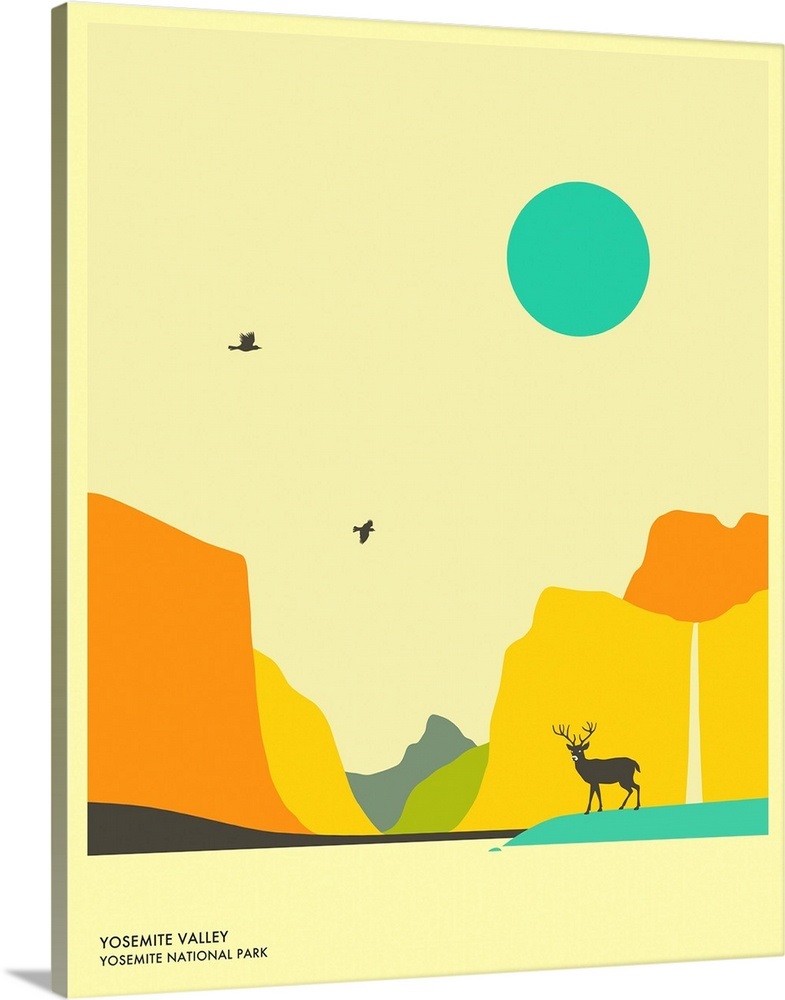 Minimalist Travel Poster - Yosemite National Park Wall Art, Canvas ...