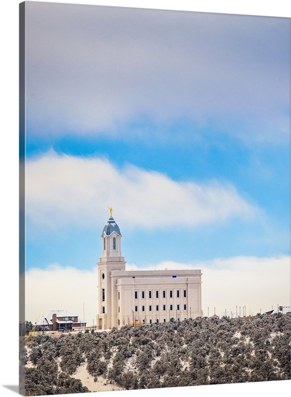 Cedar City Utah Temple, Blue Sky and Snow, Cedar City, Utah Wall Art