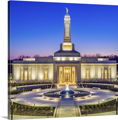 Indianapolis Indiana Temple, Entrance in the Evening, Carmel, Indiana