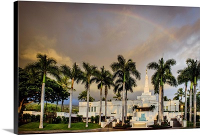 Kona Hawaii Temple, Rainbow over the Palms, Kailua, Hawaii