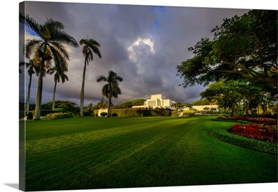 Laie Hawaii Temple, Storm Clouds over the Field, Laie, Hawaii