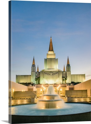 Oakland California Temple, Fountain Lights at Night, Oakland, California