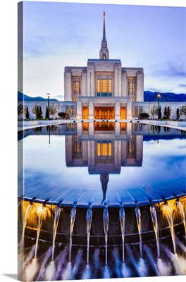 Ogden Utah Temple, Reflection in the Fountain, Ogden, Utah