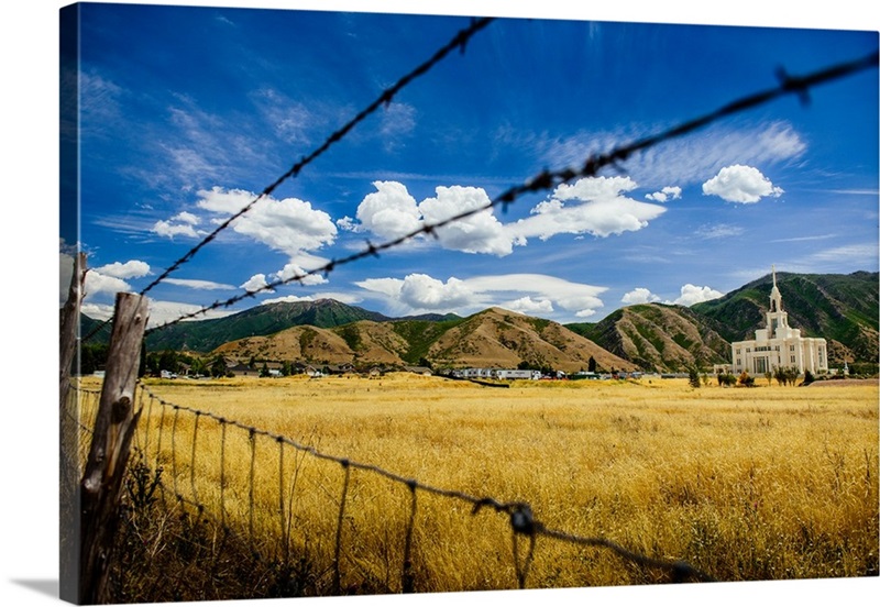 Payson Utah Temple, Field and Fence, Payson, Utah Great Big Canvas
