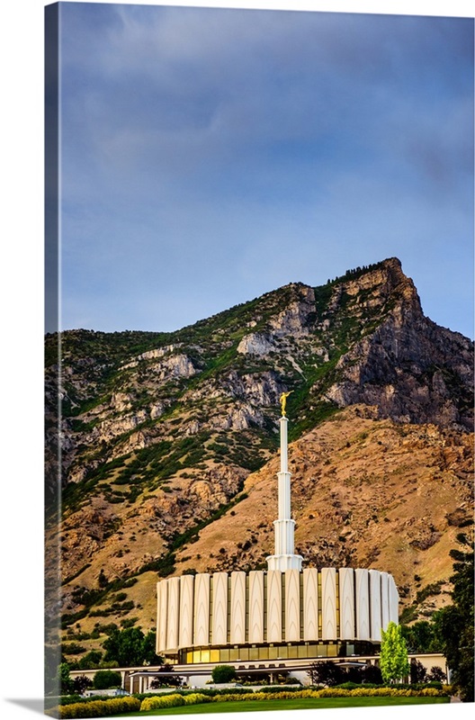 Provo Utah Temple, Mountain Backdrop, Provo, Utah Wall Art, Canvas