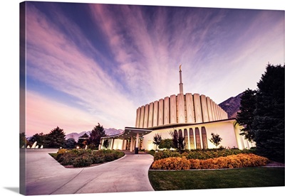 Provo Utah Temple, Sunrise Over the Walkway, Provo, Utah