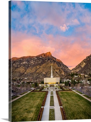 Provo Utah Temple, Sunset over the Mountains, Provo, Utah