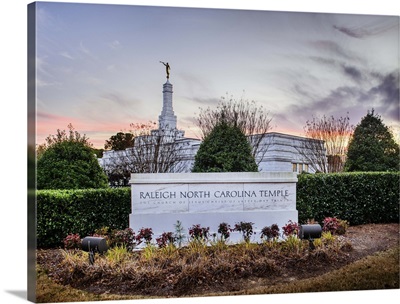 Raleigh North Carolina Temple, Sign at Sunset, Apex, North Carolina