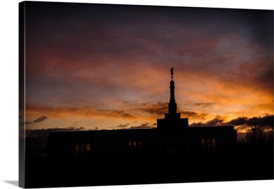 Reno Nevada Temple, Silhouette at Sunset, Reno, Nevada