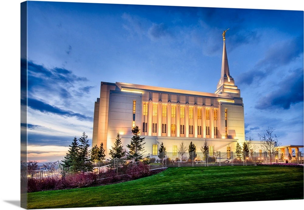 Rexburg Idaho Temple, Side View, Twilight, Rexburg, Idaho Wall Art, Canvas Prints, Framed Prints