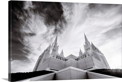San Diego California Temple, Looking Up, Black and White, San Diego, California
